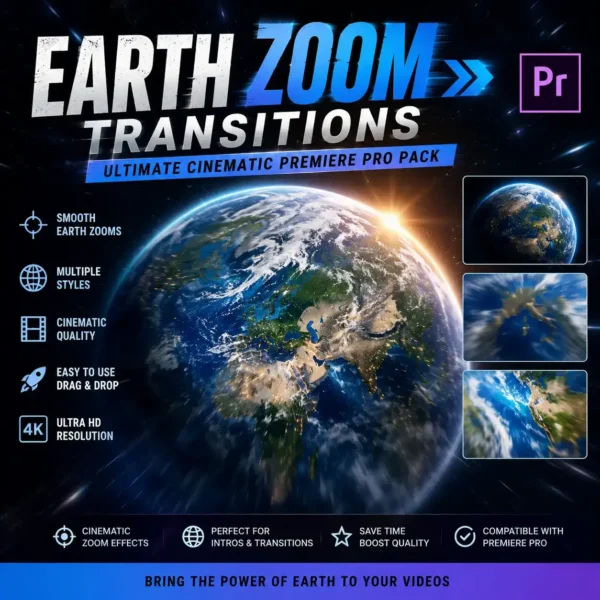 Earth Zoom Transitions: Ultimate Cinematic Premiere Pro Pack