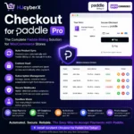 HJcyberX Checkout for Paddle Pro — WooCommerce dashboard showing one-click checkout and subscription management